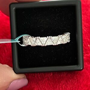 Elegant trillion-cut Moissanite Eternity Band Ring size 9